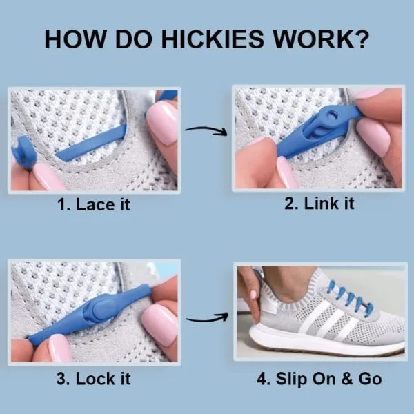 HICKIES 2.0 ADULTS TIE-FREE SHOE LACES X14 / PINK - Image 3