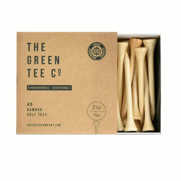 GREEN TEE CO PLASTIC FREE BAMBOO 2.75β GOLF TEES X 40 GOLF TEES