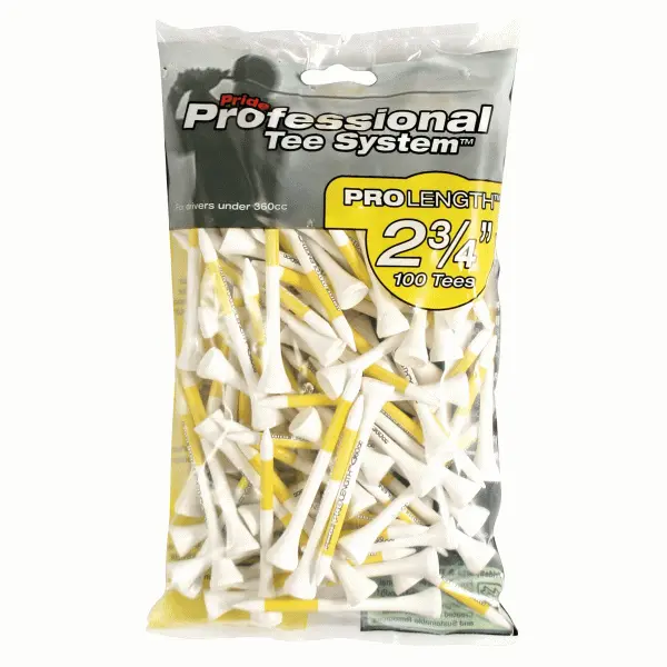 PRIDE PROFESSIONAL GOLF TEES β YELLOW 2.75β³ (100 PACK)